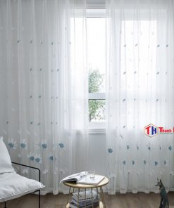 Rèm vải voan thêu bông hoa V006